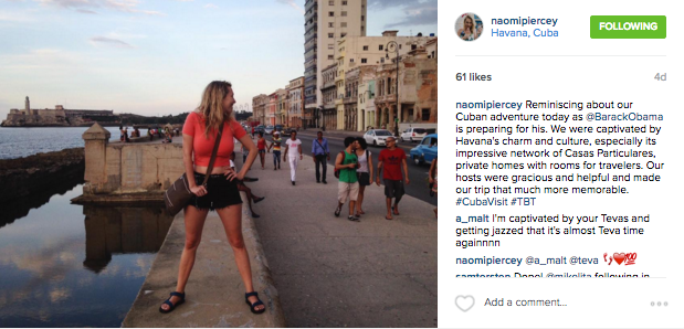 On Instagram, @naomipiercey shares memories from her trip to Cuba