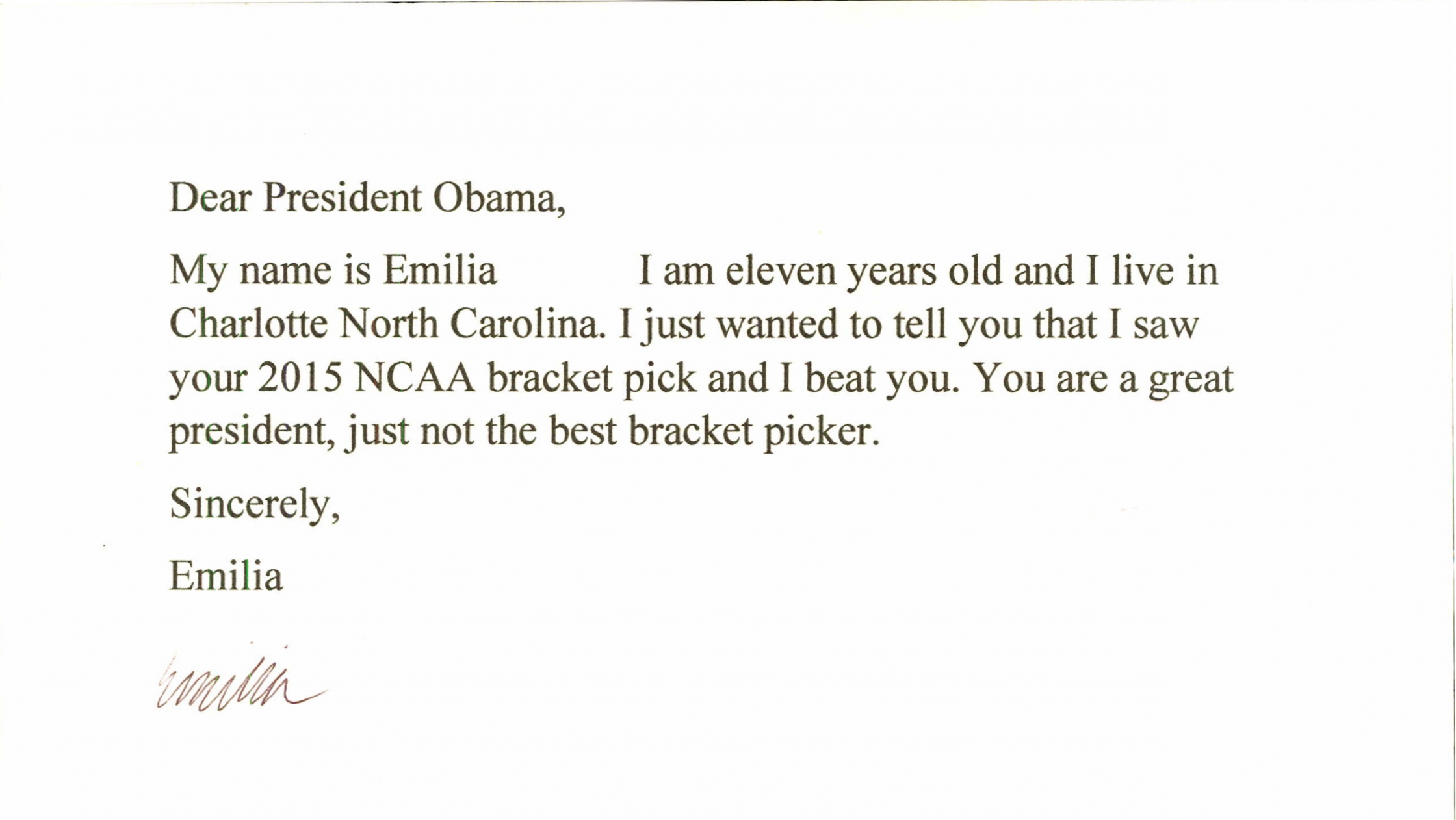 Letter to the President 