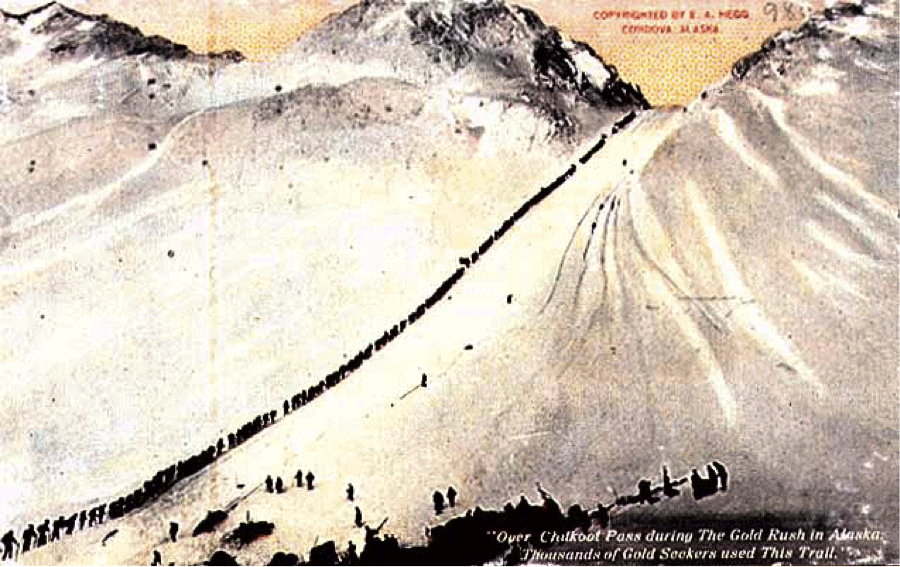 Over Chilkoot Pass During the Gold Rush in Alaska