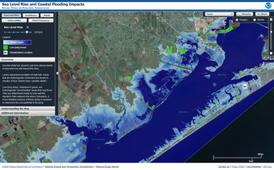 Screenshot of NOAA's Sea-Level Rise Viewer