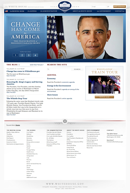 The 2009 White House Homepage