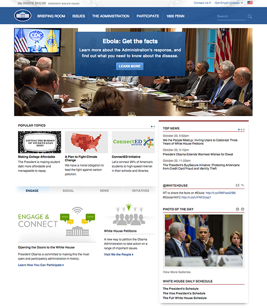 The White House Homepage October 2014